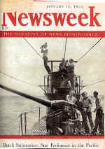 K XVII on the cover of Newsweek Jan 12 1942. At this time the K XVII and all of her crew were already lost. The sailor sitting behind at the gun is A.A. Timp. (Photo: © Collection G. Mittelstaedt)