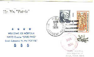 Envelope commemorating Potvis's arrival in Norfolk (1976).