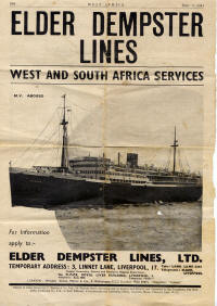 Elder Dempster Lines newspaper add, 7 June 1941 (Collection http://www.pathian.co.uk/)
