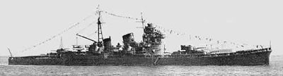 Japanese heavy cruiser Ahigara, year unknown. (Photo: © Collection Gino den Ridder). 